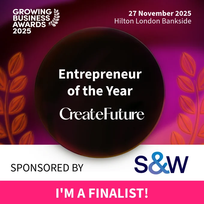 Entrepreneur of the Year. CreateFuture. I'm a finalist!