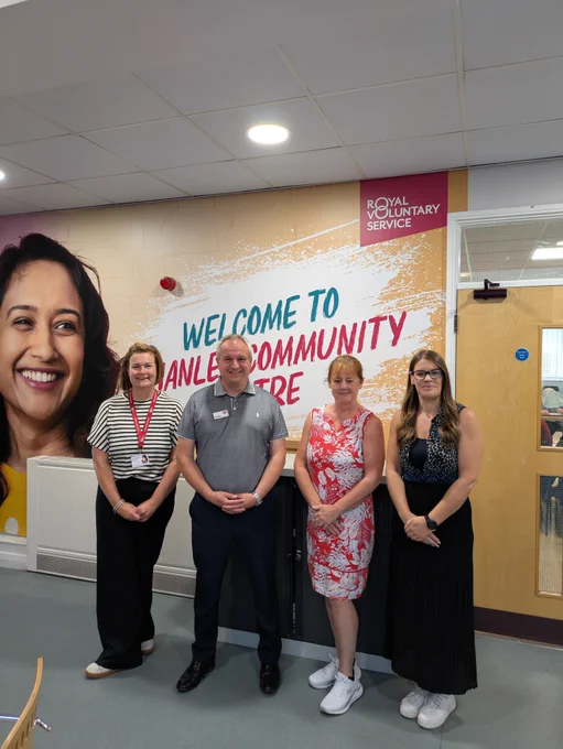 Group hoot of Royal Voluntary Service staff at their Hanley Community Centre.