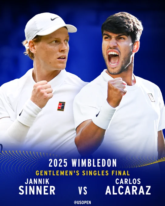 Jannik Sinner vs Carlos Alcaraz in Wimbledon Gentlemen's Singles Final