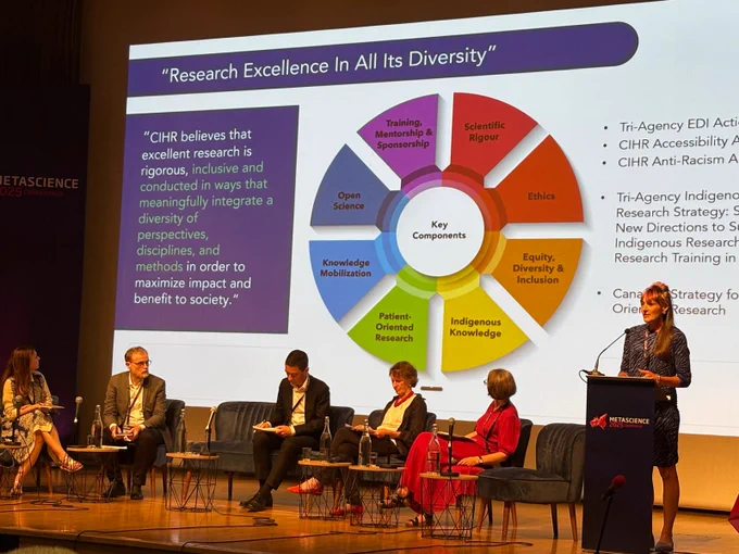 CIHR's Alison Bourgon, presenting at Metascience 2025 Conference