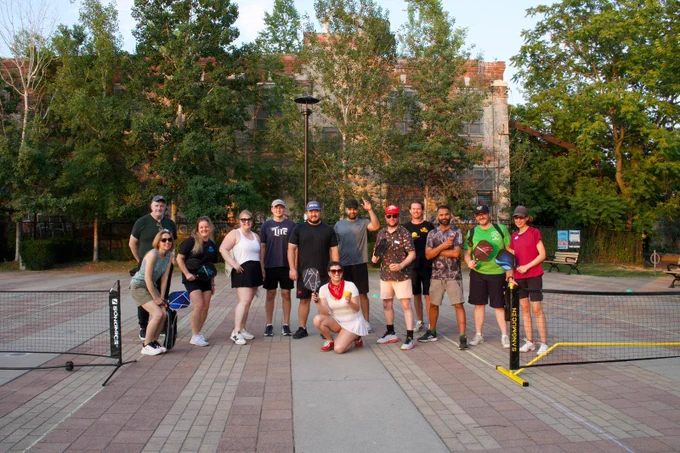 The first group of people who participated in Get Active N Plays first pickleball league in Parkdale Toronto Canada. 