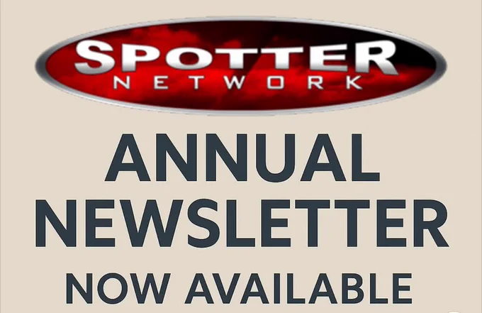 Spotter Network logo with text saying: Annual Newsletter now available