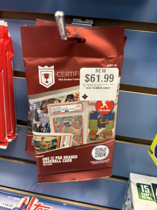 A pack containing a "certified PSA graded baseball card"