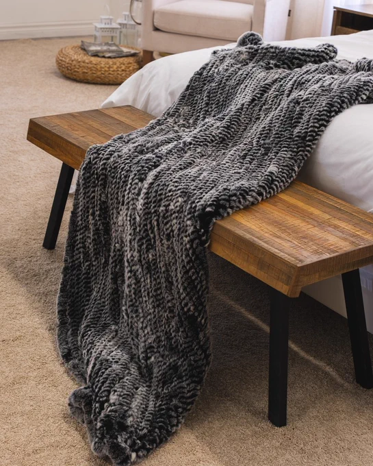 Black Frost Rex Rabbit Throw