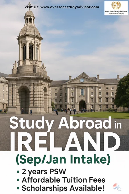 study abroad in Ireland with 2 years PSW, affordable tuition, and scholarships for Sep/Jan intake