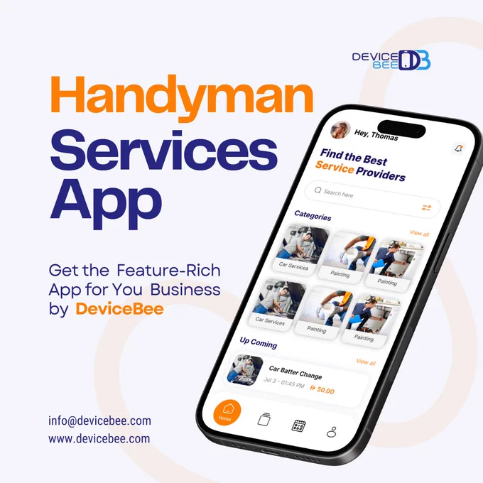 Handyman App Development Company in Dubai – By DeviceBee
Looking to launch a custom on-demand handyman service app like UrbanClap or Justmop? DeviceBee is a leading mobile app development company in Dubai, specializing in handyman app development solutions. From home cleaning to AC repair, plumbing, and electrical services – we build powerful apps with real-time booking, provider tracking, in-app payments, reviews, and service management. Launch your handyman business with a fully customizable mobile app today.