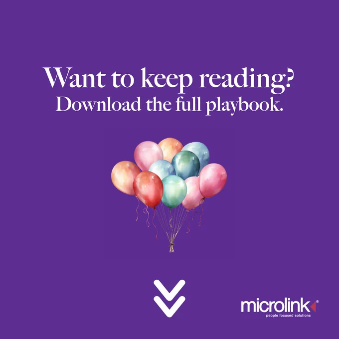 Solid purple background with text: "Want to keep reading? Download the full playbook."