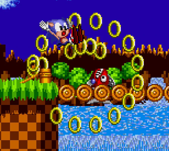 Sonic getting his rings knocked out of him.