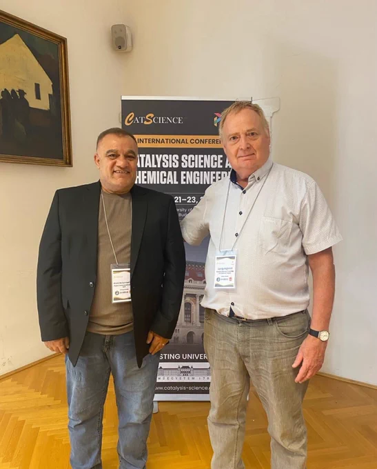 Khaled with a colleague at the conference