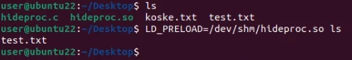 Rootkit affects the output of command ls when loaded via LD_PRELOAD