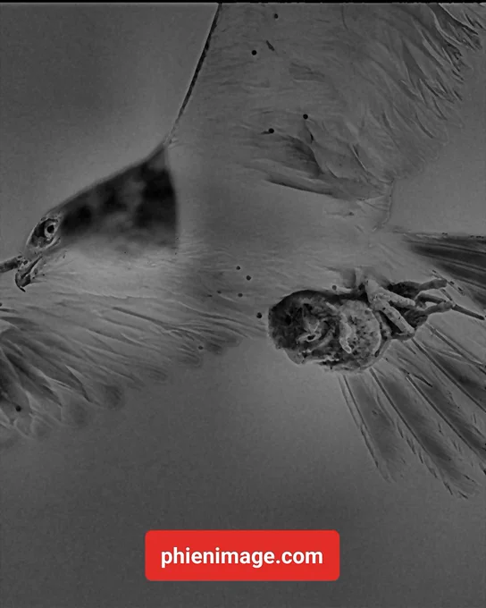 Charcoal sketch of eagle catching mouse in the wild photography