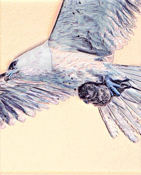 Impasto style art of eagle catching mouse in the wild photography 