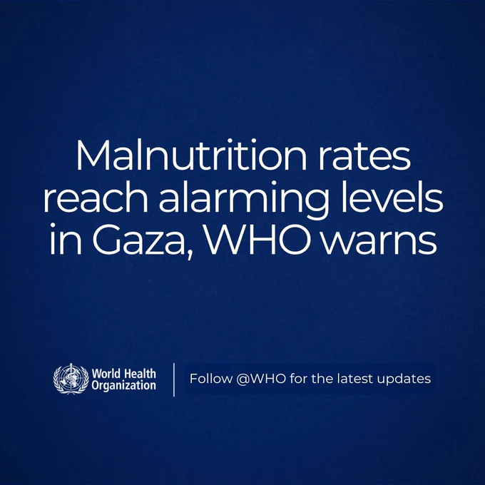 Malnutrition rates reach alarming levels in Gaza, WHO warns