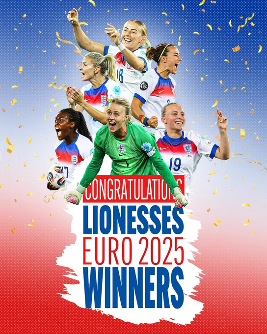 Congratulations Lionesses 
Euro 2025 Winners 