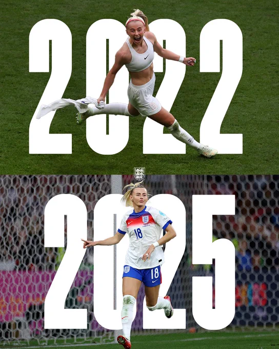 Chloe Kelly in 2022 and 2025
