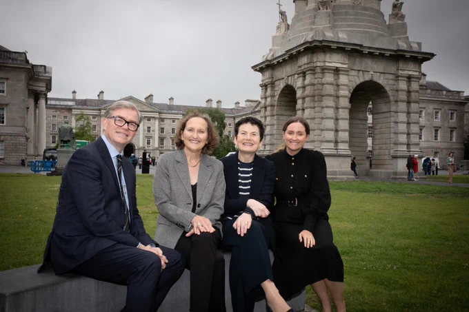 Good news for those with cerebral palsy: the first associate professor of cerebral palsy has been appointed at Trinity College Dublin supported by philanthropic funding through the Cerebral Palsy Foundation. Pictured at the announcement were (from left) Colin Doherty, head of the school of medicine in Trinity, Rachel Byrne, executive director of the Cerebral Palsy Foundation, Lily Collison, Cerebral Palsy Foundation board member and newly appointed professor Denise McDonald.