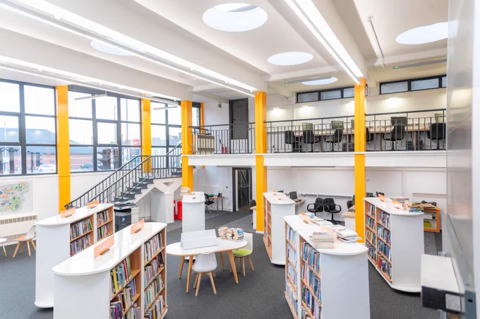 The interior of Spellow Library and Community Hub.