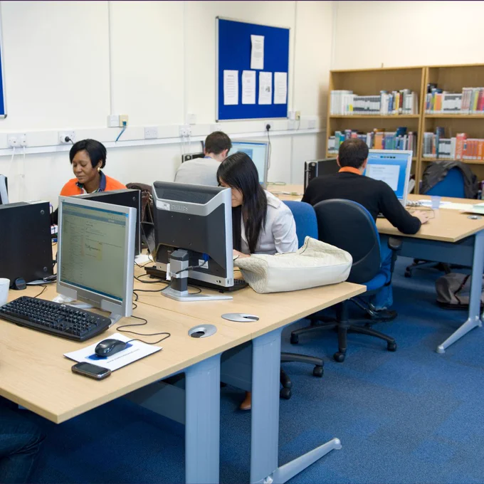 An image of the Language Lab from the 1990s, now the Bloomberg Suite.
