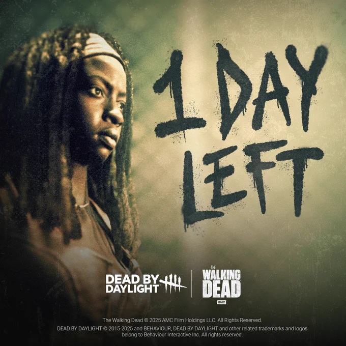 Michonne looking ahead. The text reads: 1 day left.