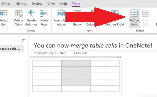 Picture of Merge Table Cells