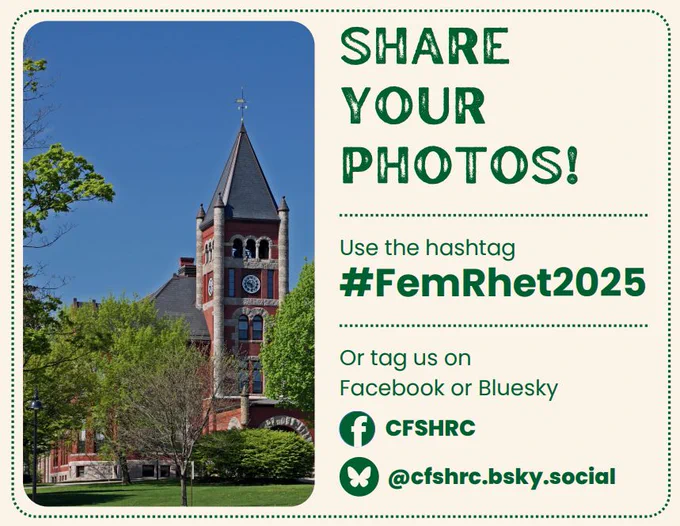 This image states: "Share your photos! Use the hashtag #femrhet2025" or tag us on Facebook or Bluesky