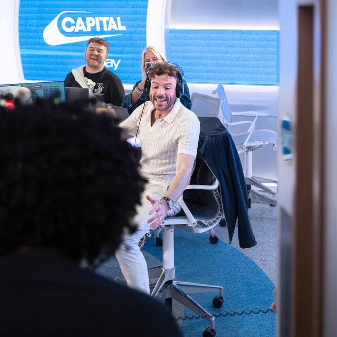 Jordan North reacting to seeing Creed for the first time, as he walks into the Capital Breakfast studio. 

