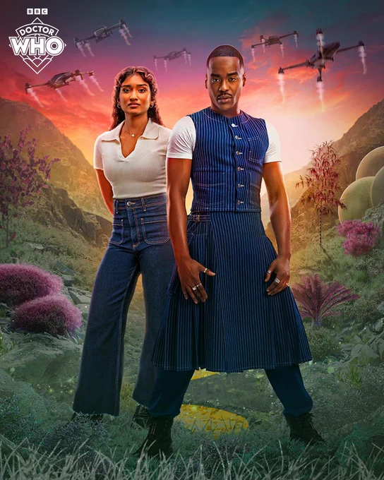 Cover art for Doctor Who: Counterstrike, featuring Ncuti Gatwa as the Doctor and Varada Sethu as Belinda Chandra.
