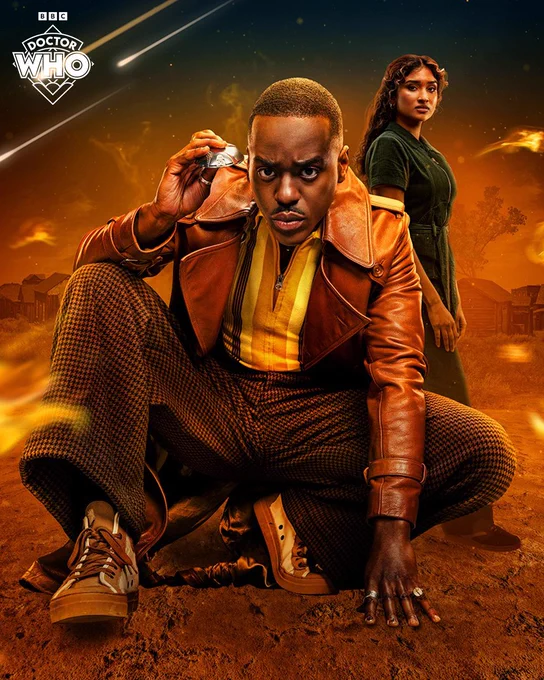 Cover art for Doctor Who: Firefall, featuring Ncuti Gatwa as the Doctor and Varada Sethu as Belinda Chandra.