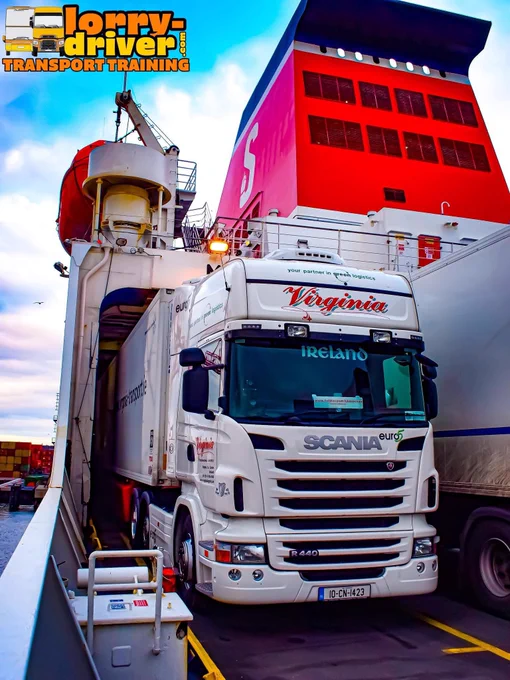 A white Scania lorry on a Stena Line ferry