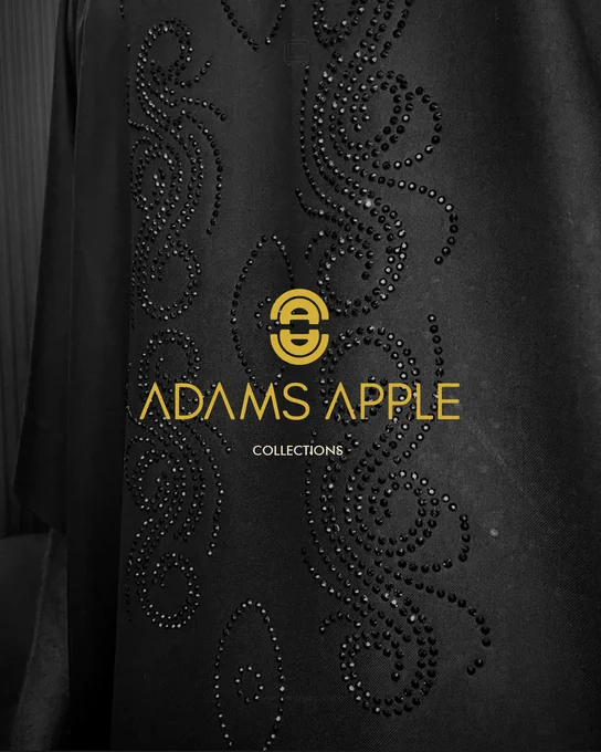 Adams Apple combination logo gold on an attire background