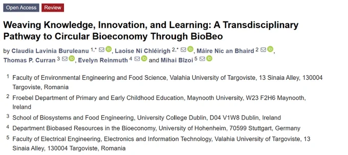 Paper title: Weaving Knowledge, Innovation, and Learning: A Transdisciplinary Pathway to Circular Bioeconomy Through BioBeo