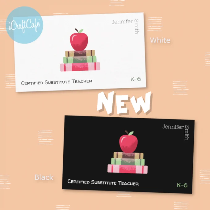 Modern Substitute Teacher Business Cards