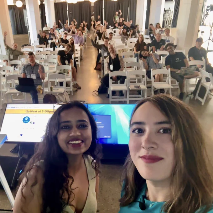 Photo of Nancy and me in front of the audience