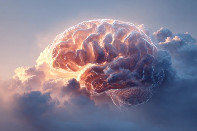 This shows a brain in the clouds.