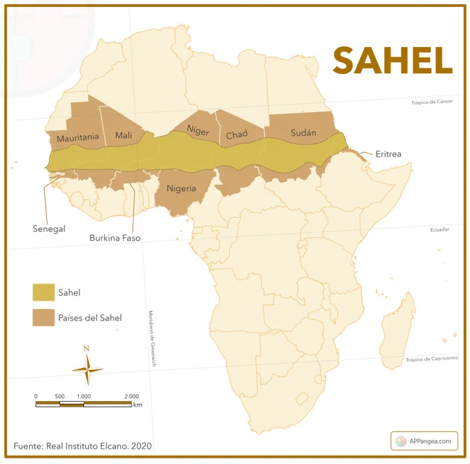 Mapa países del Sahel.