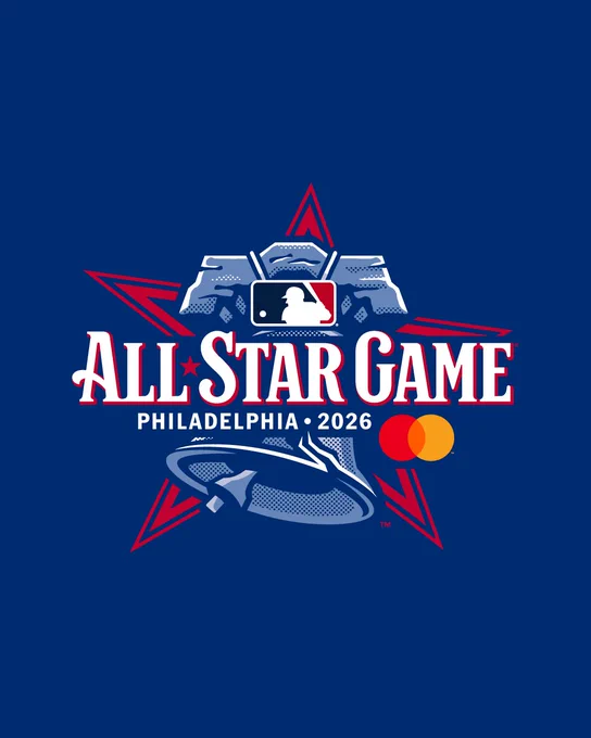 A logo for the 2026 All-Star Game in Philadelphia featuring imagery of the Liberty Bell on a blue background.