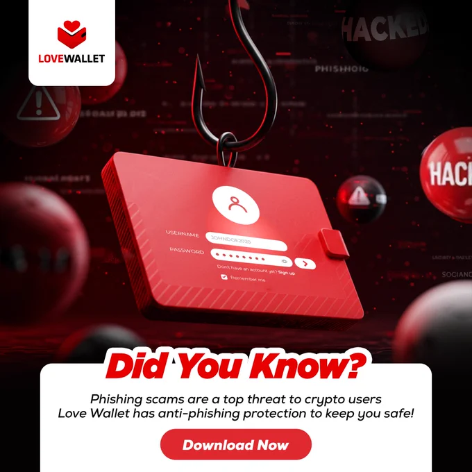 🔒 Did You Know?
Phishing scams are one of the biggest threats in crypto!

🛡️ Love Wallet comes with built-in anti-phishing protection to keep your assets safe.

✅ Stay Secure.
📲 Download Love Wallet Now!

#LoveWallet #DownloadNow