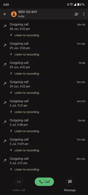 Outgoing call from my side to OnePlus 