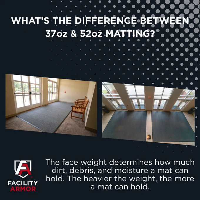 Two entry mats with different face weights.