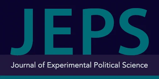 Logo of the Journal of Experimental Political Science, featuring the acronym "JEPS" in large turquoise letters on a navy blue background.