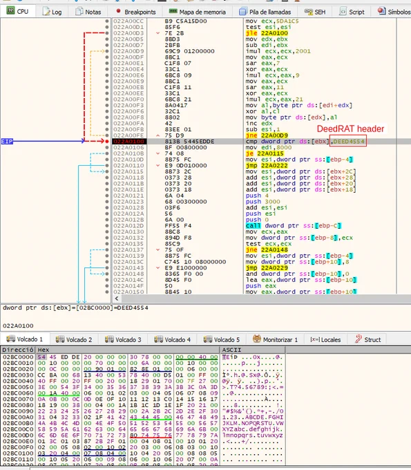Screenshot showing the verification header of DeedRAT modular backdoor