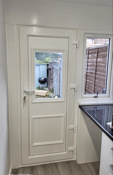 Installed flood door - demonstrating the clean installation works that have been undertaken by Watertight. 