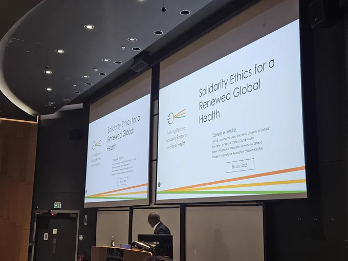 Photo of slideshow with the title- Solidarity Ethics for a Renewed Global Health