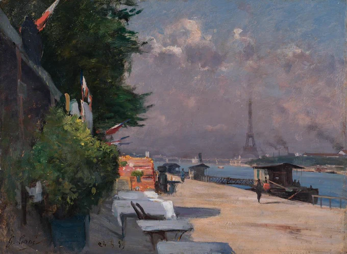 Quais de Seine depuis le Point-du-Jour
24 mai 1889
Huile sur carton
Collection particulière
Crédits photos : Pascal Tournaire