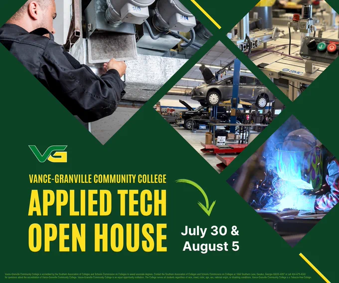 Collage of images which depict programs participating in VGCC's summer 2025 Applied Technology Open House