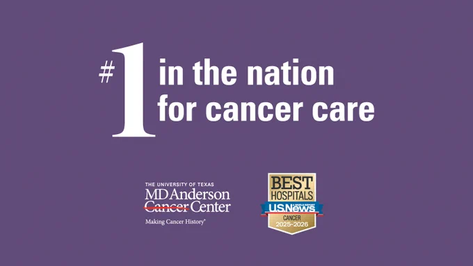 Purple background that reads #1 in the nation for cancer care