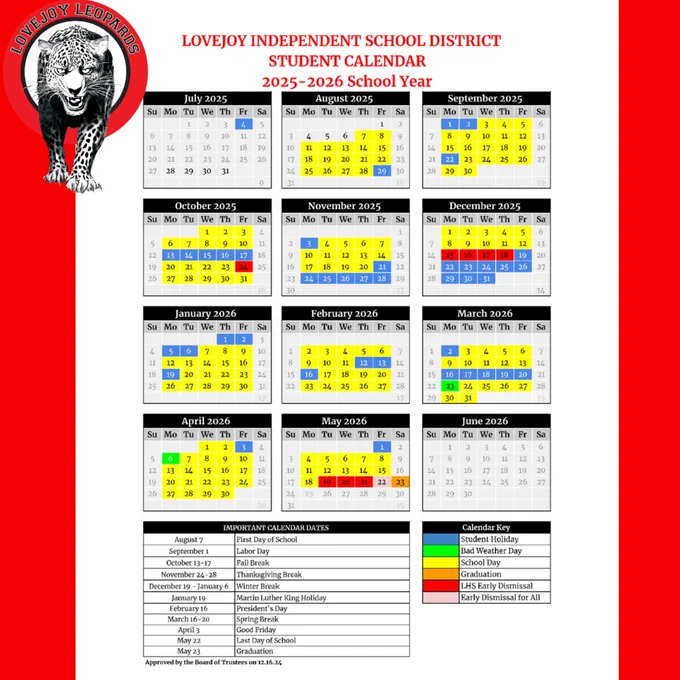 25-26 Student Calendar