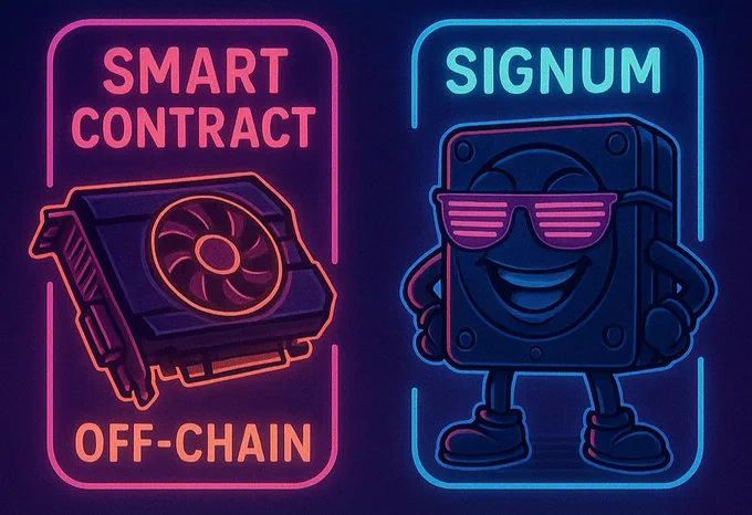 Most people don’t even realize this:

Your “smart contract” is likely running off-chain.
✅ Signum executes contracts directly on Layer-1
✅ No rollups, no oracles, no staking required
✅ Runs on a hard drive, not a $2,000 GPU

$rize $ccd $spk $block $corn $miu $ani $tkx $shx $el $CFX $ZORA $DJI6930 $DIA $CKB $EPIC $WEN $TRWA $A8 $OM $TRAC $PHB $ELX $XMW $M $ACH $INIT $QUBIC $ENA $TIBBIR $BANANA $SYS $BLUR $JOE $IOST $TIG $GEMS

