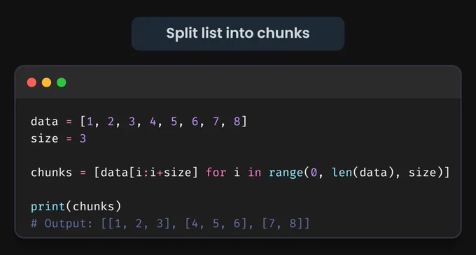 Simple Python code that split a list into chunks
