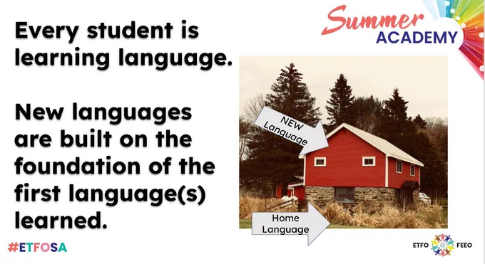Intro slide from summer academy showing new language is built on the foundation of previous languages